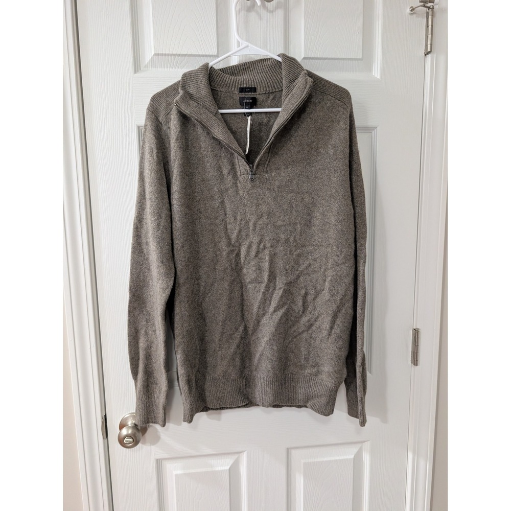 NWT, J. Crew, Mens XL, Slim Fit Qtr Zip Pullover, Merino Wool Alpaca Blend, Tan